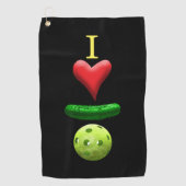 Ik hou van Pickleball Black Sweat Towel Golfhanddoek (Voorkant)