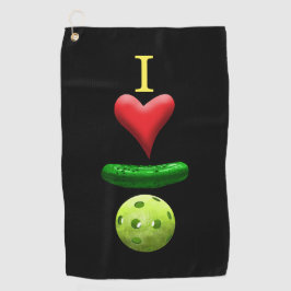 Ik hou van Pickleball Black Sweat Towel Golfhanddoek