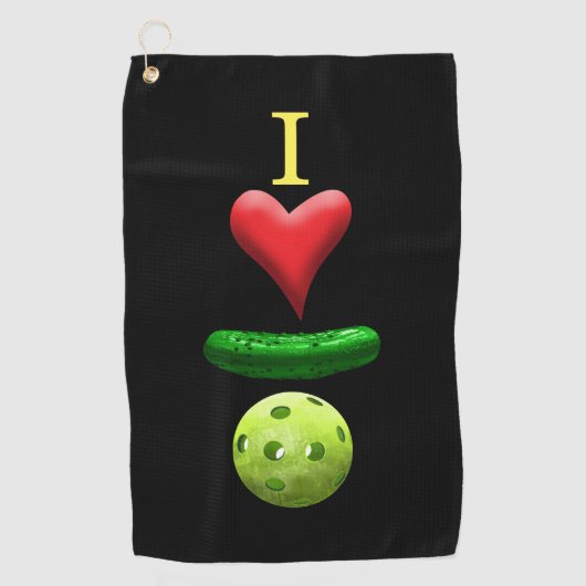 Ik hou van Pickleball Black Sweat Towel Golfhanddoek (Voorkant)