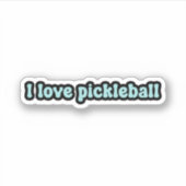Ik hou van pickleball Blue Retro Text Sticker (Voorkant)