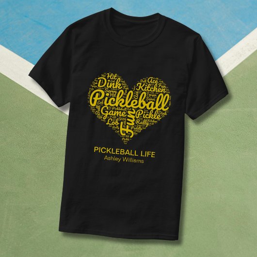 Ik hou van pickleball gepersonaliseerde naam woord t-shirt