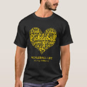 Ik hou van pickleball gepersonaliseerde naam woord t-shirt (Voorkant)