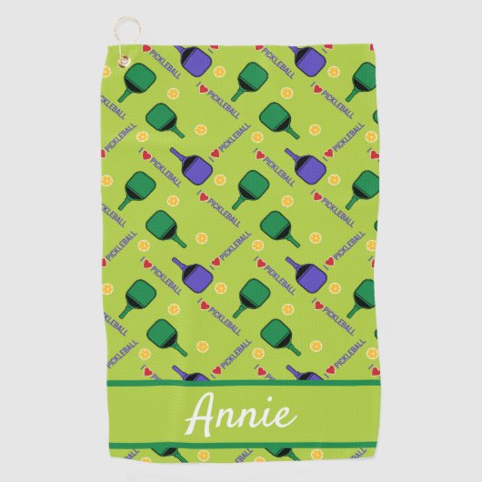 Ik hou van Pickleball green  Golfhanddoek (Voorkant)