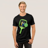 Ik hou van Pickleball Green Paddle Schattigee Spor Tri-Blend Shirt (Voorkant volledig)