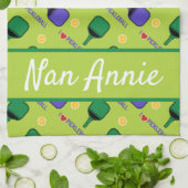 Ik hou van Pickleball green Theedoek (Gevouwen)