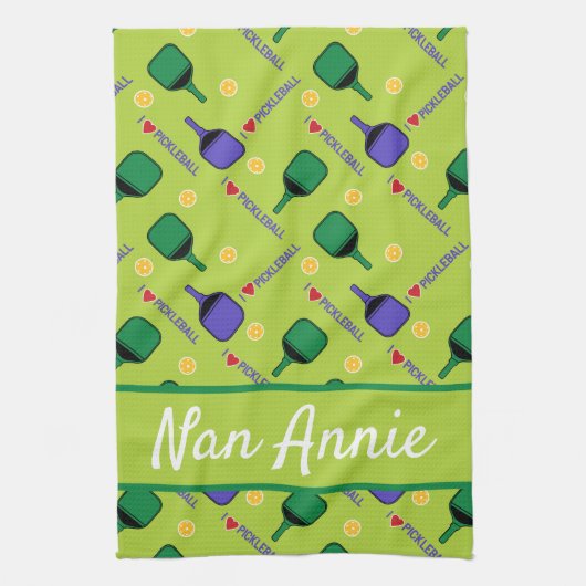 Ik hou van Pickleball green Theedoek (Verticaal)