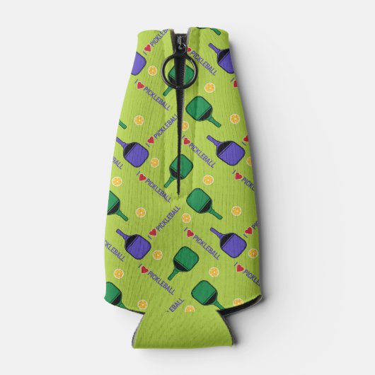 Ik hou van Pickleball groene Fles Cooler (Achterkant)