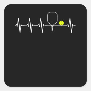Ik hou van Pickleball Heartbeat Vierkante Sticker