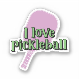 Ik hou van pickleball in groene typografie roze pe sticker