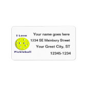 Ik hou van pickleball met gele bal.png etiket (Voorkant)