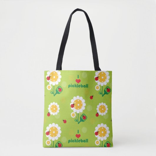 Ik hou van pickleball met ladybugs tote bag (Voorkant)