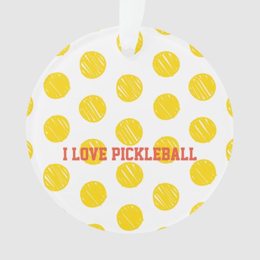 IK HOU VAN PICKLEBALL Modern Geel Sportplezier Ornament (voorkant)