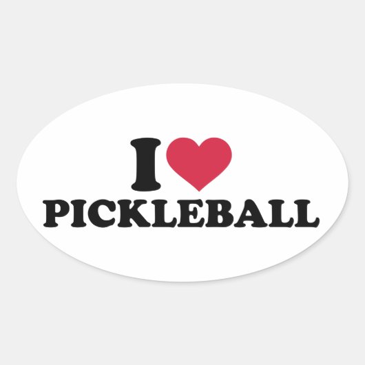 Ik hou van Pickleball Ovale Sticker (Voorkant)