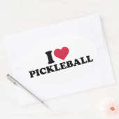 Ik hou van Pickleball Ovale Sticker (Envelop)