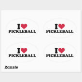 Ik hou van Pickleball Ovale Sticker (Vel)