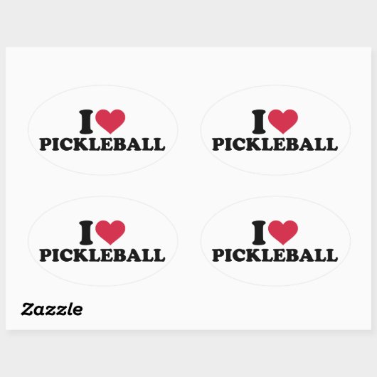 Ik hou van Pickleball Ovale Sticker (Vel)