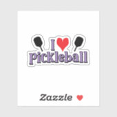 Ik hou van pickleball Paarse Tekst Pickleball Padd Sticker (Vel)