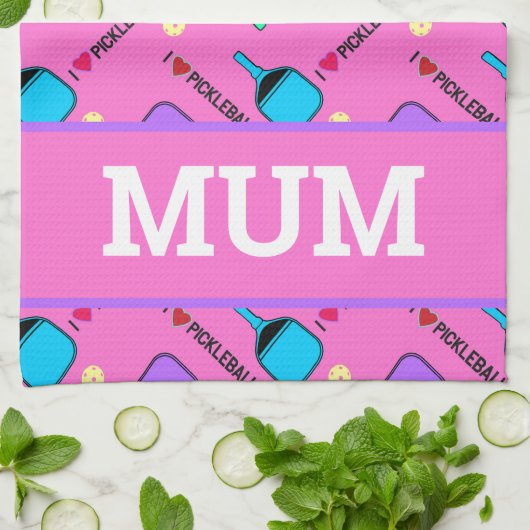 Ik hou van Pickleball pink Kitchen Towel Theedoek (Gevouwen)
