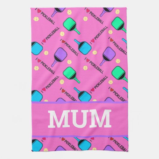 Ik hou van Pickleball pink Kitchen Towel Theedoek (Verticaal)