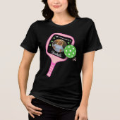 Ik hou van Pickleball Pink Paddle Schattigee Sport Tri-Blend Shirt (Voorkant)