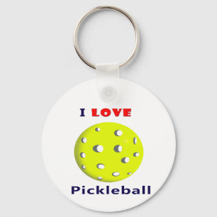 ik hou van pickleball red text pickleball graphic. sleutelhanger