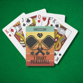 Ik hou van Pickleball Retro Stripes Monogram Naam Pokerkaarten