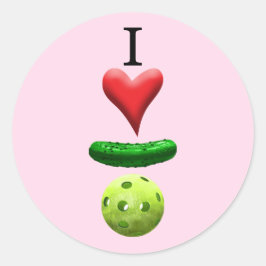 Ik hou van Pickleball - Roze - Ronde Sticker