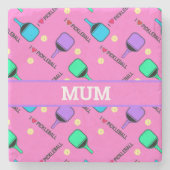 Ik hou van Pickleball roze  Stenen Onderzetter (Voorkant)