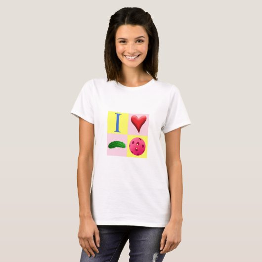 Ik hou van Pickleball - Roze - T-shirt (Voorkant volledig)