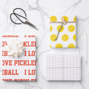 IK HOU VAN PICKLEBALL Sportspel Bal Net Tekst Fun Inpakpapier Vel