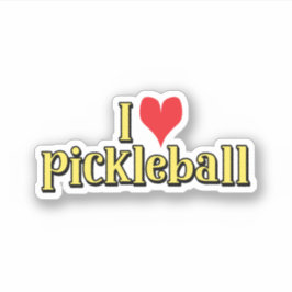 Ik hou van pickleball Tekst op geel met rood hart Sticker