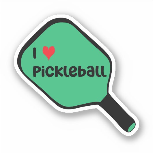 Ik hou van pickleball Tekst op Green Pickleball Pa Sticker (Voorkant)
