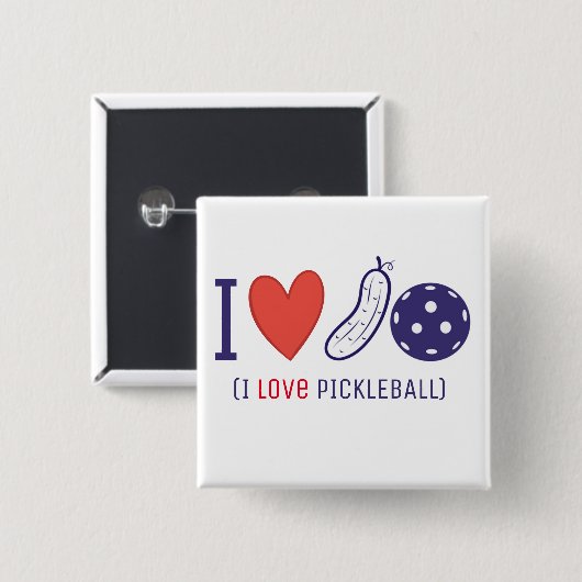 Ik hou van Pickleball Vierkante Button 5,1 Cm (Voorkant /achterkant)