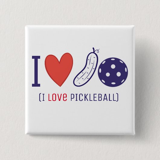 Ik hou van Pickleball Vierkante Button 5,1 Cm (Voorkant)