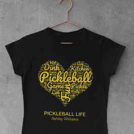 Ik hou van pickleball woordkunst typografie aangep t-shirt