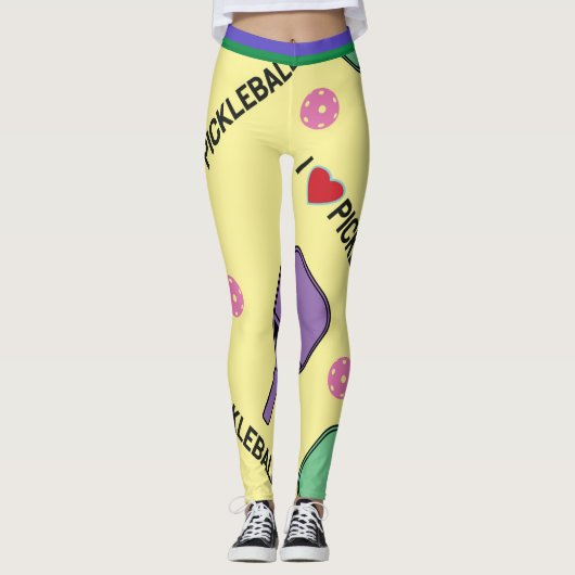 Ik hou van Pickleball yellow (XL tegelgrootte) Leggings (Voorkant)