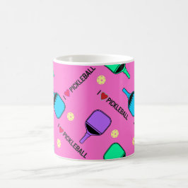 Ik hou van pickleballen op schattig roze koffiemok