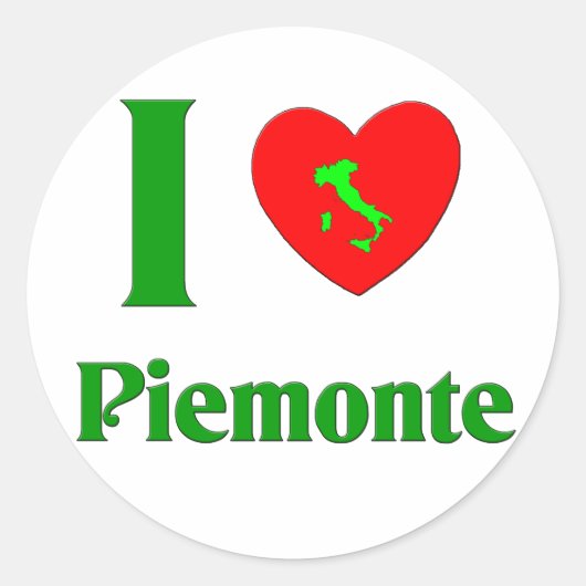 Ik hou van Piemonte Italië Ronde Sticker (Voorkant)