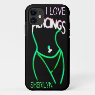 Ik hou van PIERCINGS Green Neon Lady iPhone 5 Hoes