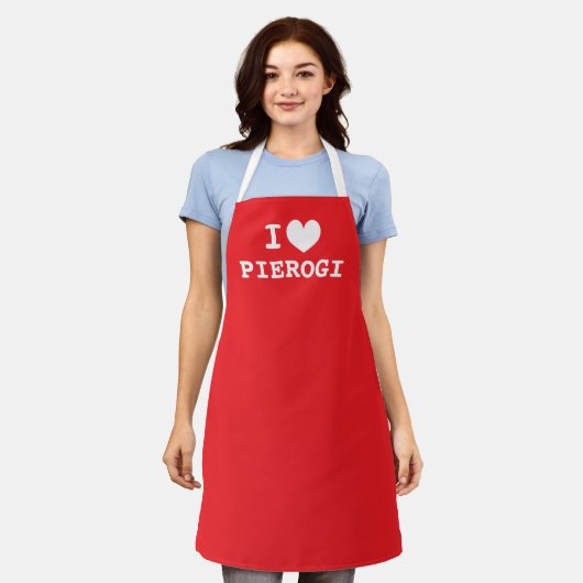 Ik hou van pierogi | Poolse keuken keuken schort (Gedragen)