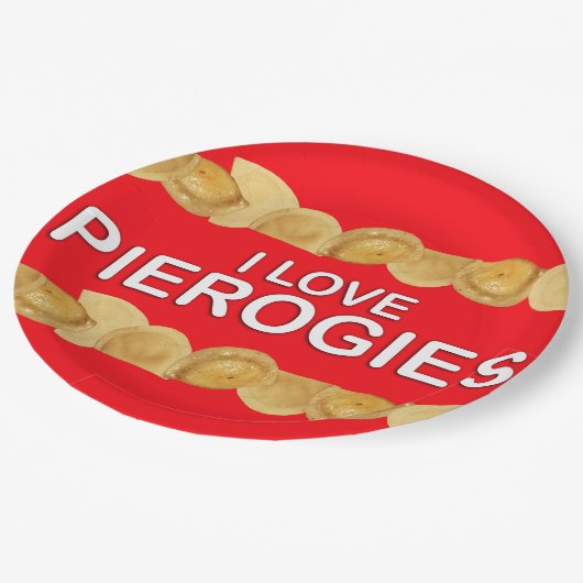 Ik hou van Pierogies Papieren Bordje (Gekanteld)