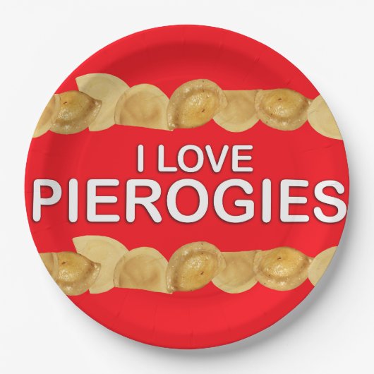 Ik hou van Pierogies Papieren Bordje (Voorkant)