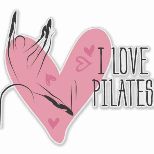 Ik hou van PILATES Pilates Pose op Barrel Sticker (Voorkant)