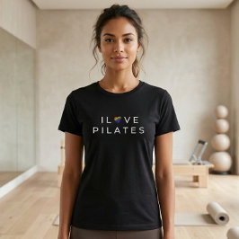 Ik hou van Pilates Quote Minimalistische Hart Work T-shirt