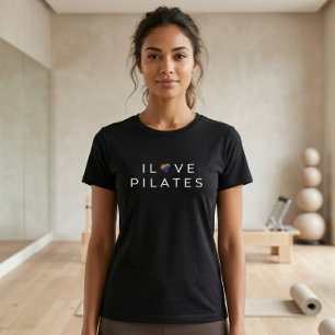 Ik hou van Pilates Quote Minimalistische Hart Work T-shirt