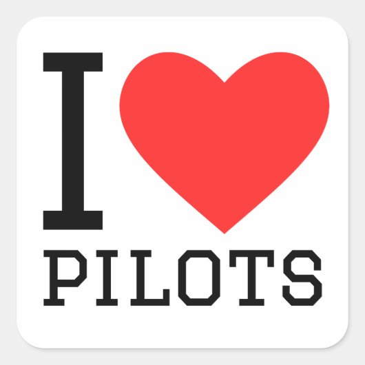 Ik hou van piloten vierkante sticker (Voorkant)