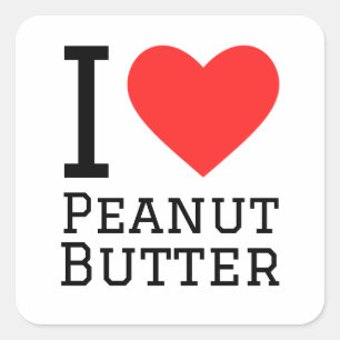 Ik hou van pindakaas vierkante sticker
