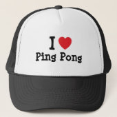 Ik hou van Ping Pong-hartaangepast Trucker Pet (Voorkant)