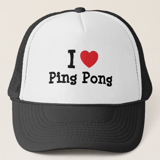 Ik hou van Ping Pong-hartaangepast Trucker Pet (Voorkant)