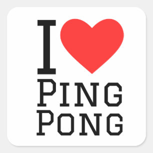 Ik hou van pingpong vierkante sticker